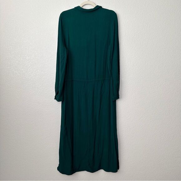 JustFab Green Half Button Long Sleeves Midi Dress - Picture 8 of 11